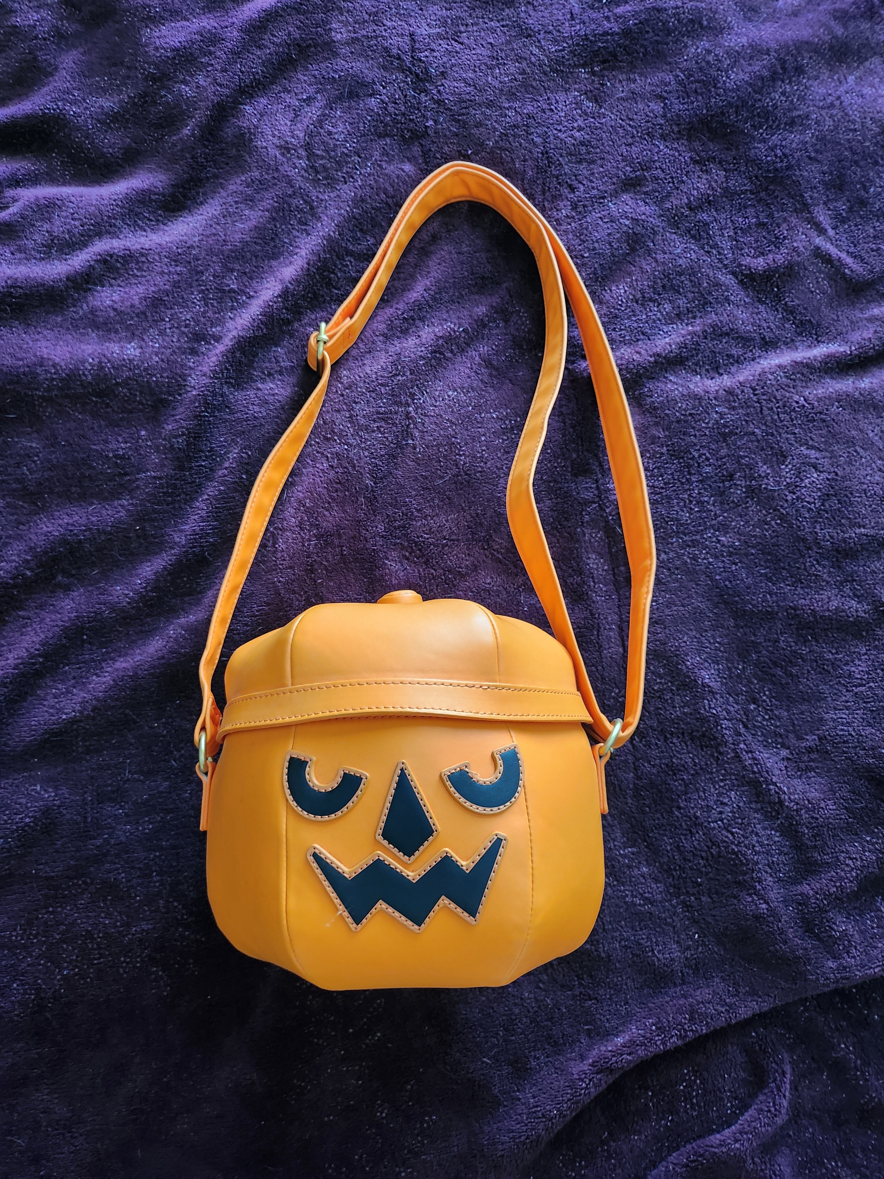Loungefly Orange Pumpkin Crossbody With Halloween Face